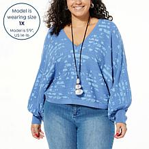 WynneLayers Pretty, Pleated & Patterned Batwing Sleeve Sweater