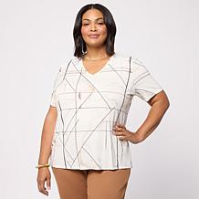 WynneLayers Print or Solid Rayon Spandex V-Neck Tee Shirt
