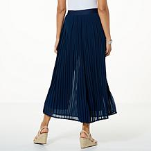 WynneLayers Pull-On Pleated Pant with Chiffon Overlay