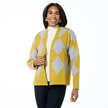 WynneLayers SoftKNIT Diamond Jacquard Knit Cardigan