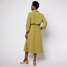 WynneLayers Stretch Crepe Long-Sleeve Utility Dress