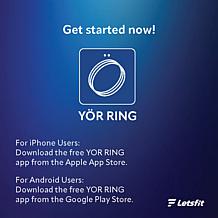 YoR by Letsfit Waterproof Smart Ring with Dock, Cable and App
