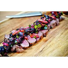 Yukon Glory Premium Acacia Steak Board with Juice Groove, Steak Knife