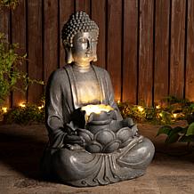 Zen-Style Meditative Buddha Fountain 28.25" H