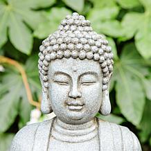 Zen-Style Meditative Buddha Fountain with LED Lights 23.25"H