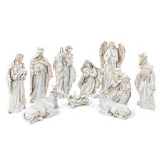 10-piece Ivory/Gold Resin Nativity Figurine Set