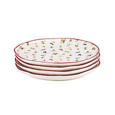 10 Strawberry Street Bella Appetizer Plates, Skiers, Set of 4