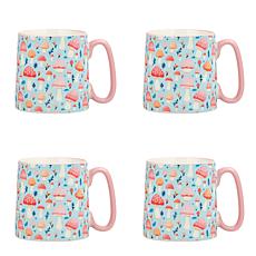 10 Strawberry Street Bella Mug, Petalcap Mushroom Meadow, Set of 4