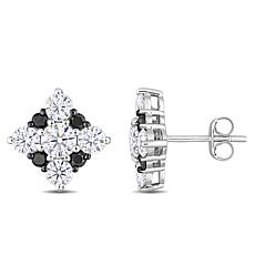 10K Gold 1.9ctw Moissanite and .28ctw Black Diamond Stud Earrings