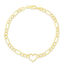 10K Gold Open Heart Link Bracelet 