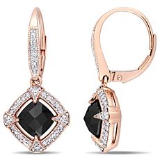 10K Rose Gold Black and White Diamond Vintage Inspired Drop Earrings