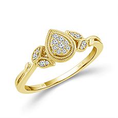 10K Yellow Gold 1/10ctw Diamond Pear and Marquise Design  Ring