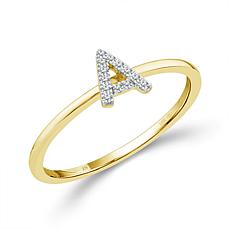 10K Yellow Gold 1/20ctw Diamond A Initial Ring