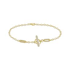 10K Yellow Gold 1/3ctw Pave' Diamond Decorative Toggle Chain Bracelet