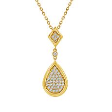 10K Yellow Gold	1/6ctw Diamond Cluster Pear-Shaped Drop Necklace