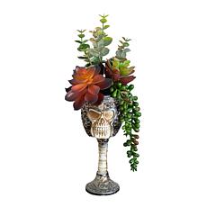 11-in Succulent Garden in Skull Chalice by Nearly Natural