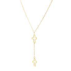 14K Double Cross 18" Drop Necklace