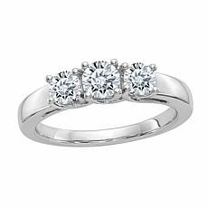 14K Gold 1.06ctw Moissanite Round Three-Stone Ring