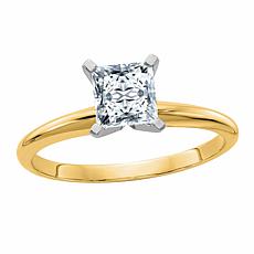14K Gold 1ct Moissanite Princess-Cut Solitaire Ring