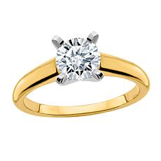 14K Gold 1ct Moissanite Round-Cut Solitaire Ring