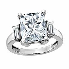 14K Gold 3.37ctw Moissanite Emerald-Cut Three-Stone Ring