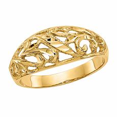 14K Gold Diamond-Cut Paisley Design Dome Ring