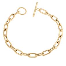 14K Gold Paperclip Link Toggle Bracelet
