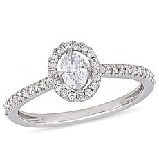 14K White Gold 0.49ctw Oval Diamond Engagement Ring