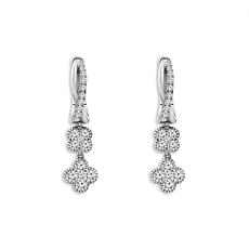 14K White Gold 3/4ctw Diamond Hoop Drop Earrings