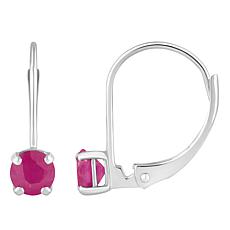 14K White Gold 4mm Round Gemstone Leverback Earrings