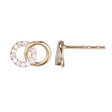 14K Yellow Gold 0.10ctw Diamond Twin Circle Stud Earrings