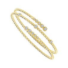 14K Yellow Gold 3/4ctw Diamond Flexible Wrap Bangle Bracelet