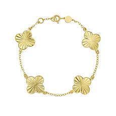 14K Yellow Gold 7-1/4" Station Golden Clover Bracelet