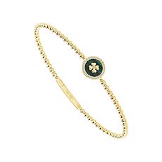14K Yellow Gold Diamond and Malachite Flexible Bangle Bracelet
