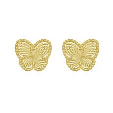 14K Yellow Gold Diamond Cut Radiating Gold Butterfly Stud Earrings