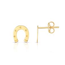 14K Yellow Gold Horseshoe Stud Earring with Push Back Clasp