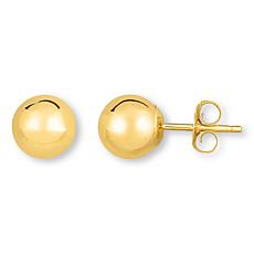 14K Yellow Gold Polished Round Ball Stud Earrings