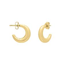 14K Yellow Gold Puffed 'C' Hoop Earring with Push Back Clasp