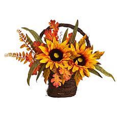 16” Fall Sunflower in Decorative Basket