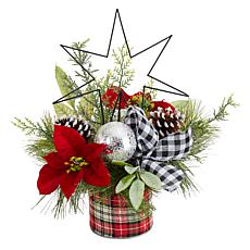 17” Holiday Winter Poinsettia, Greenery and Pinecones