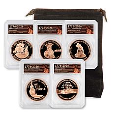 1776-2026 USA 250th Anniversary 1 oz. Copper Set of 5 Coins