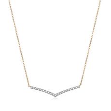 18" 14K Yellow Gold 0.13ctw Diamond Chevron Necklace