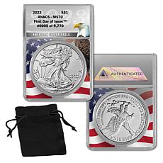 2023 MS70 ANACS FDOI LE 9770 Silver Eagle Dollar Coin