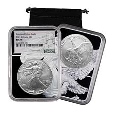 2023 MS70 NGC W-Mint Satin Silver Eagle Coin with Dual-Core Holder