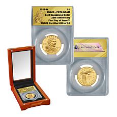 2025 PR70 ANACS 25th Anniversary FDOI LE 12 Sacagawea Gold Dollar Coin