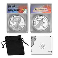 2025 PR70 ANACS W-Mint FDOI LE 25 Silver Eagle with Laser Privy Mark