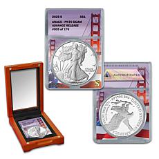 2025-S PR70 Advance Release LE 176 Silver Eagle w/San Francisco Label