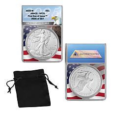 2025 SP70 ANACS First Day of Issue LE 587 Satin-Finish Silver Eagle