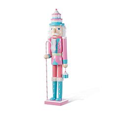 24" Wooden Christmas Pink Cake Nutcracker Decoration
