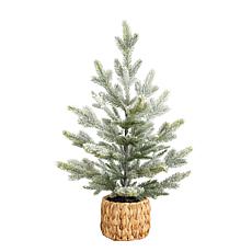 26-in Fir Christmas Tree in Woven Basket by Nearly Natural